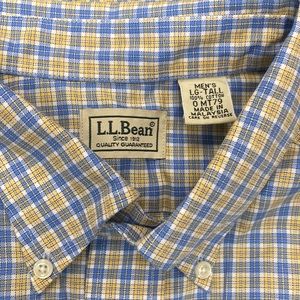 LL Bean Men's Wrinkle-Free Twill Sport Shirt, Traditional Fit Plaid Size: L